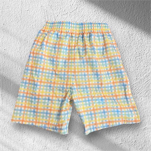 RuggedButts Kids Gingham Swim Trunks - Summertime Gingham- Size 10 - Picture 3 of 4